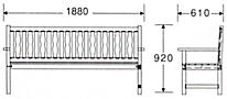 ベンチYB-67L-WN（背付）の形状寸法