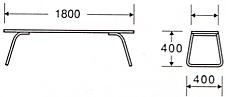 樹脂ベンチ背なしECO NO.1800の形状寸法